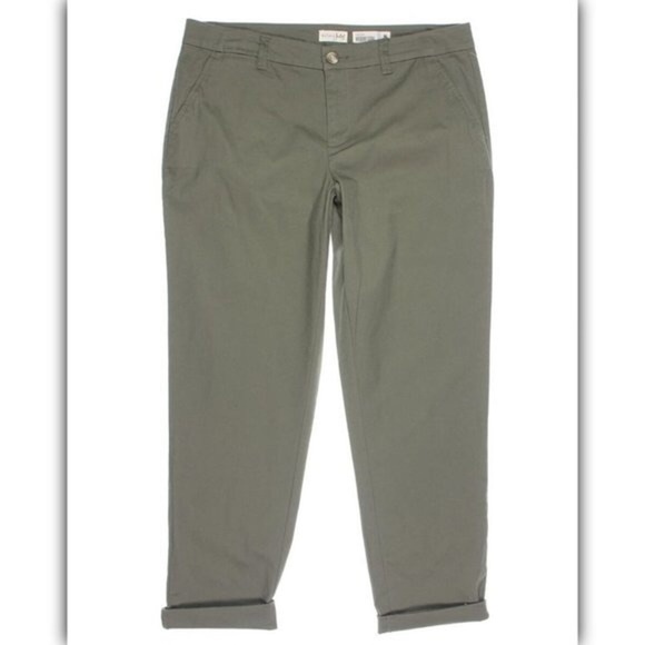 9. Madison Jules Essential Mid Rise Cuffed Olive Pant - Picture 2 of 3